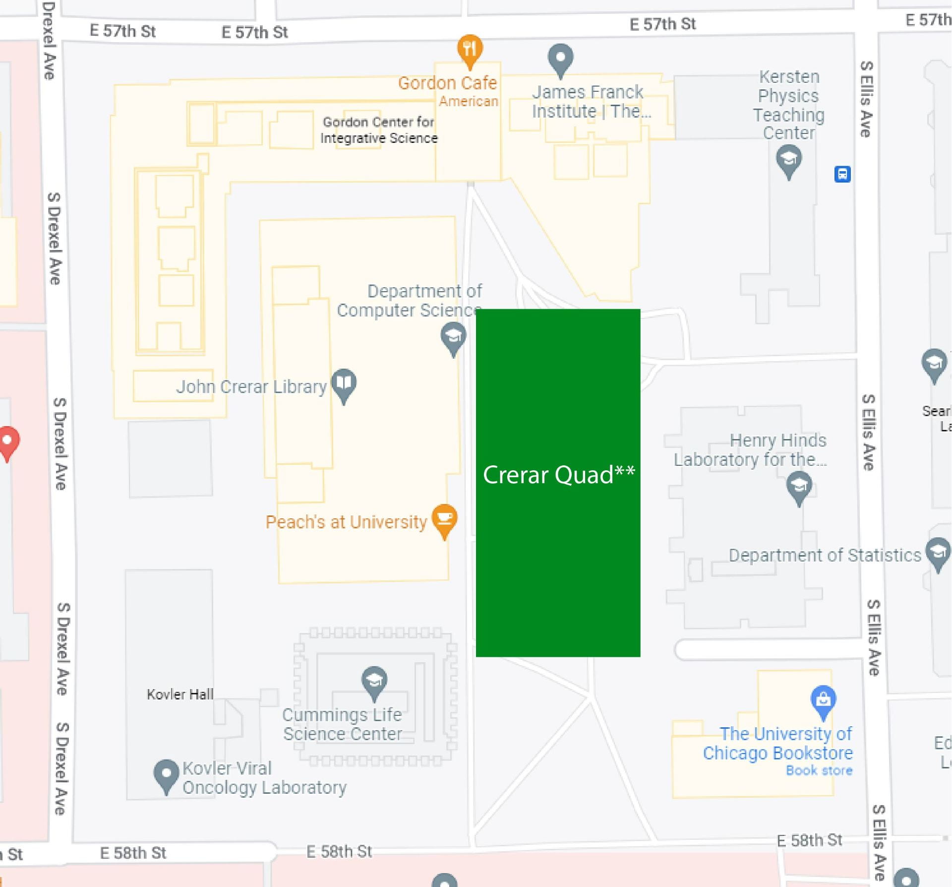A map showing the location of Crerar Quad